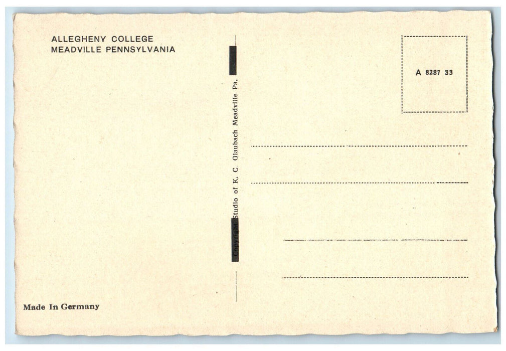 c1940s Rustic Bridge Allegheny Campus Meadville Pennsylvania PA Vintage Postcard