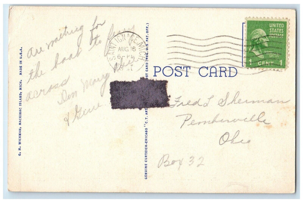 1947 City Of Munising Michigan State Auto Ferry Steamer Ship Posted Postcard
