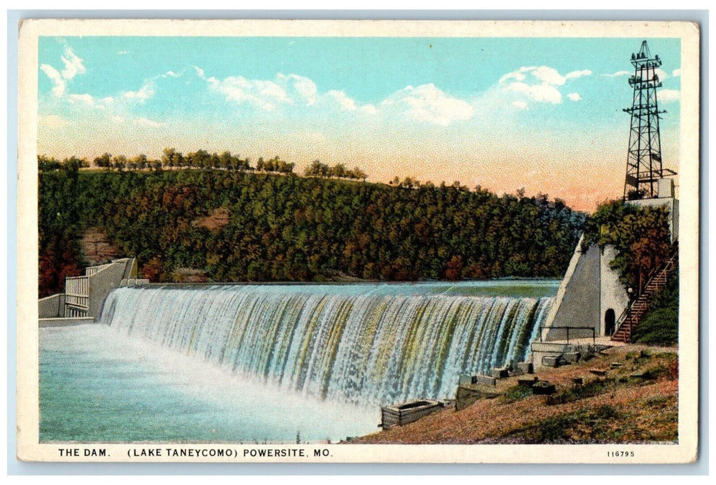 c1960's The Dam (Lake Taneycomo) Powersite Ozarks Missouri MO Postcard