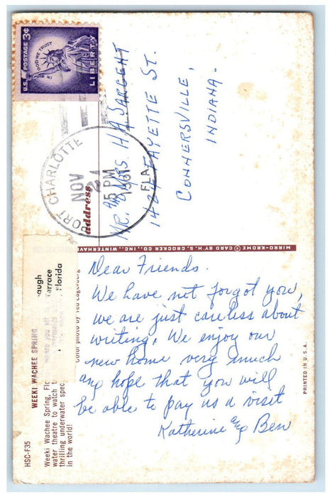 1961 World's Original Underwater Show Weeki Wachee Spring Florida FL Postcard