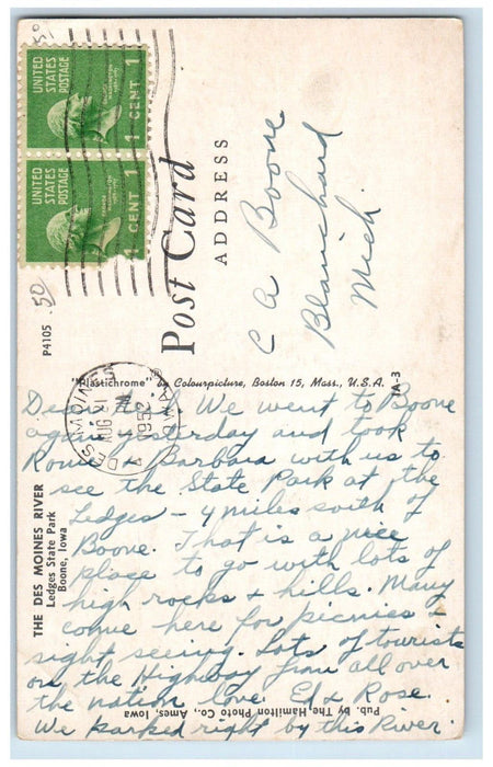 1952 The Des Moines River Ledges State Park Boone Iowa IA Vintage Postcard