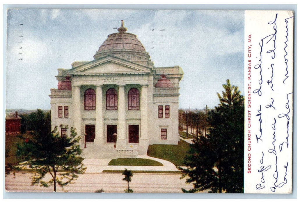 1910 Second Church Christ Scientist Kansas City Missouri MO Antique Postcard