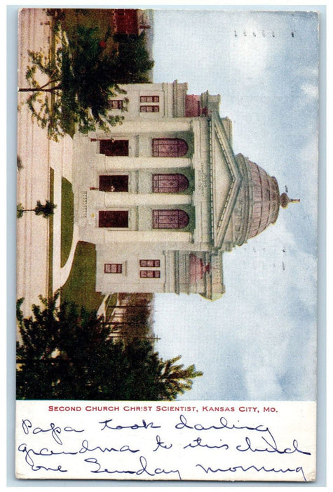 1910 Second Church Christ Scientist Kansas City Missouri MO Antique Postcard