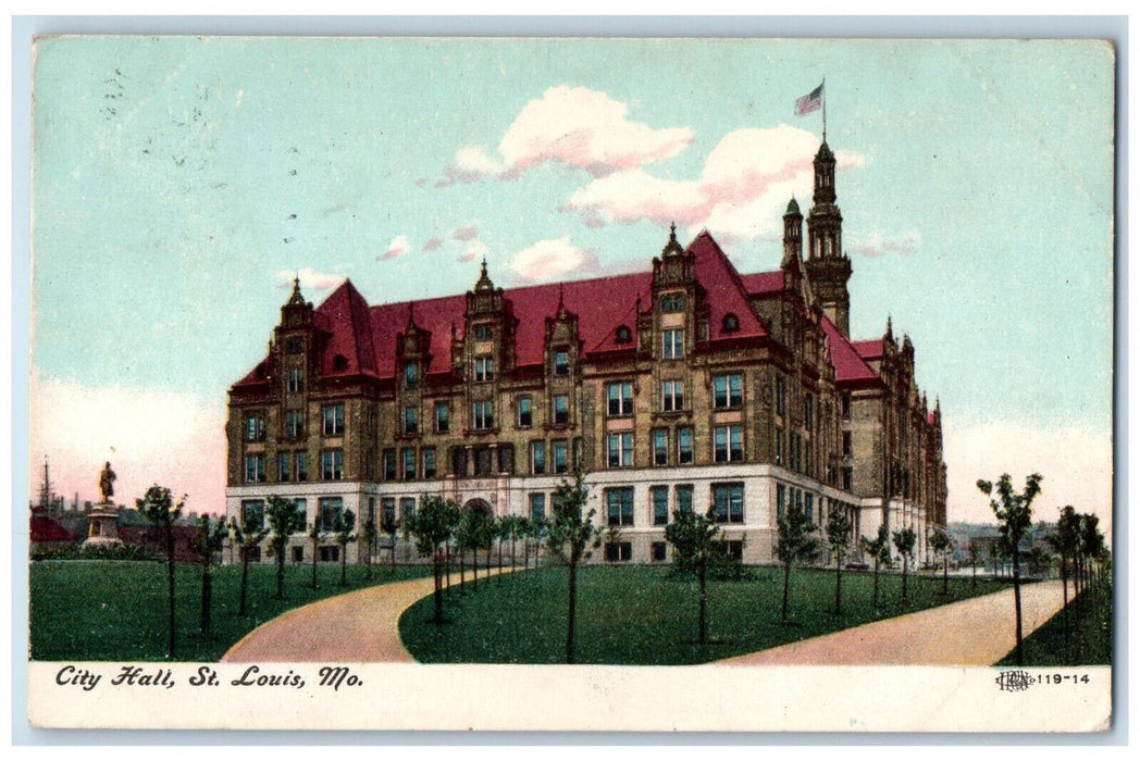 1908 City Hall Building St. Louis Missouri MO Posted Antique Postcard