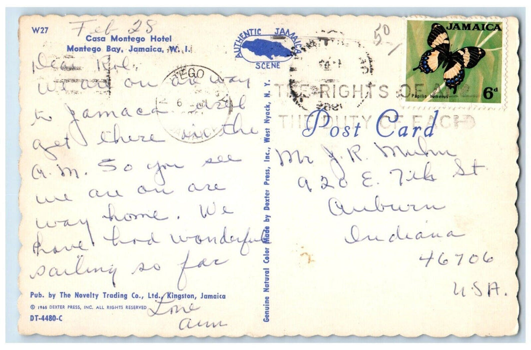 Bird's Eye View Casa Montego Hotel Montego Bay Jamaica New York NY Postcard