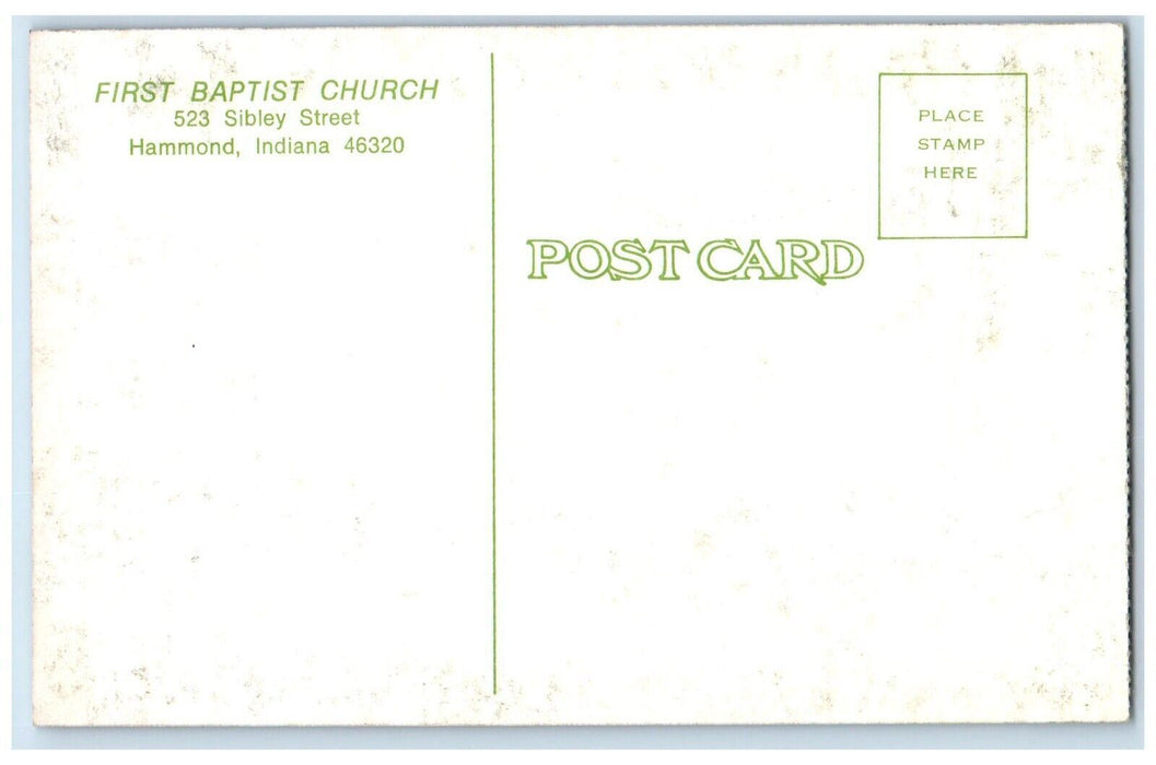 First Baptist Church Night View Hammond Indiana IN Unposted Vintage Postcard