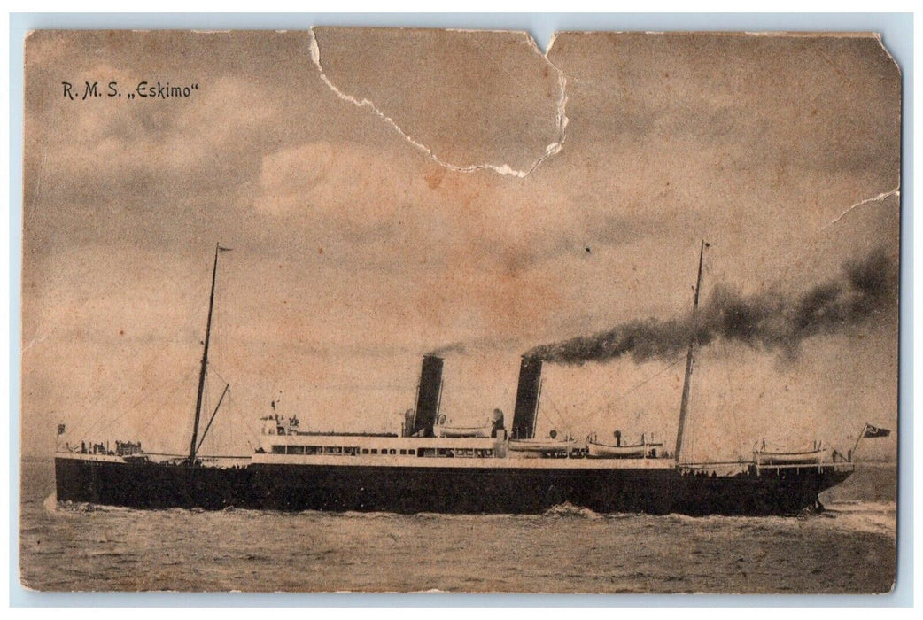 c1910's R. M. S. Eskimo Steamer Ship Smoke Posted Antique Postcard