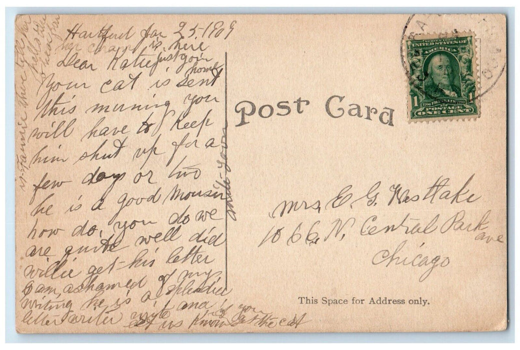 1909 Post Office Block Building Hartford Michigan MI Posted Antique Postcard