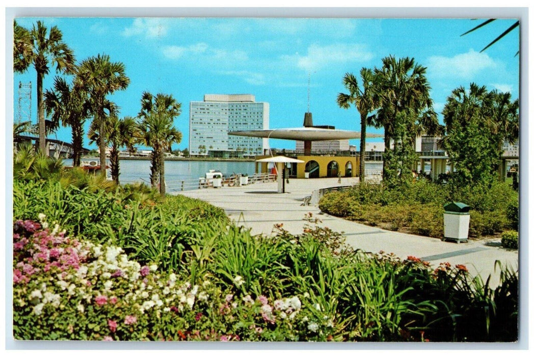 c1960's View Of Jacksonville Marina Flowers Jacksonville Florida FL Postcard