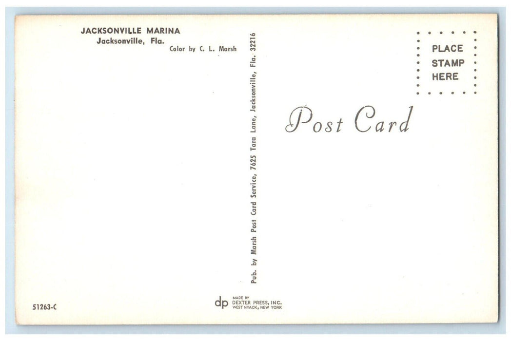c1960's View Of Jacksonville Marina Flowers Jacksonville Florida FL Postcard