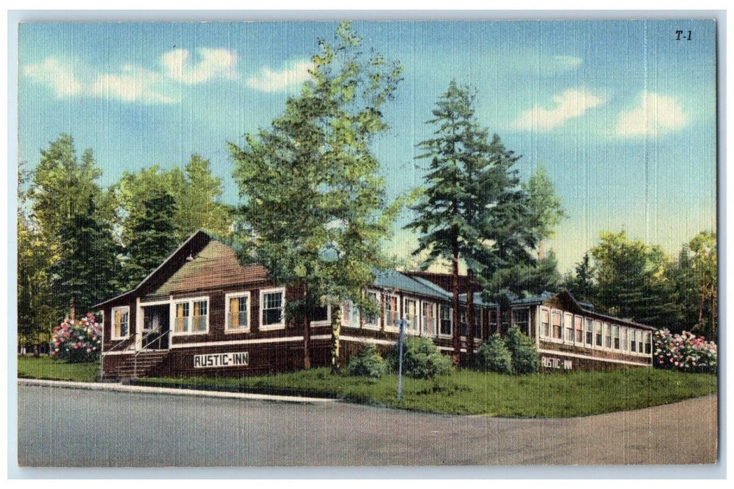 c1950's Rustic Inn Motel Roadside Two Harbors Minnesota MN Vintage Postcard