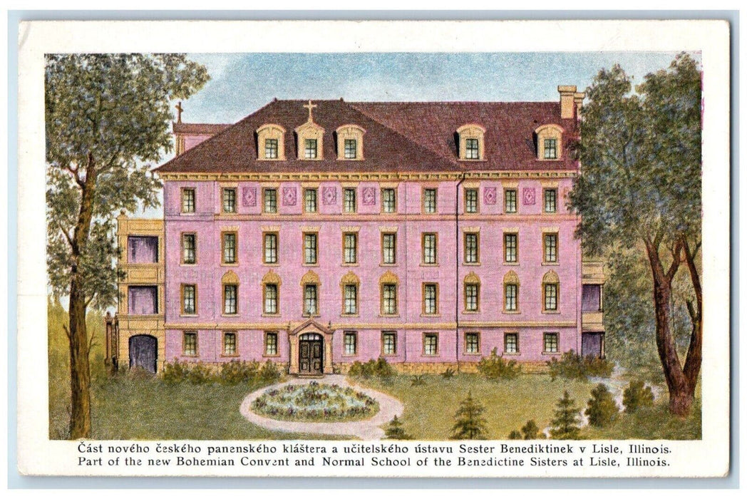 Lisle IL, New Bohemian Convent Normal School Of Benedictine Sisters Postcard