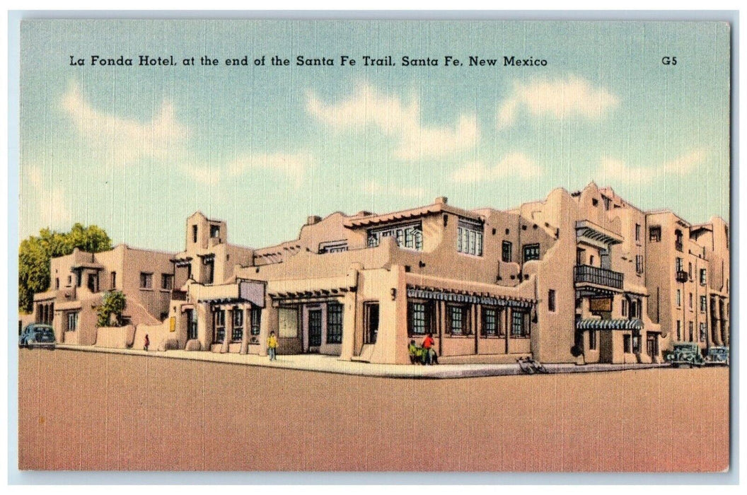 La Fonda Hotel At The End Santa Fe Trail Cars Santa Fe New Mexico NM Postcard