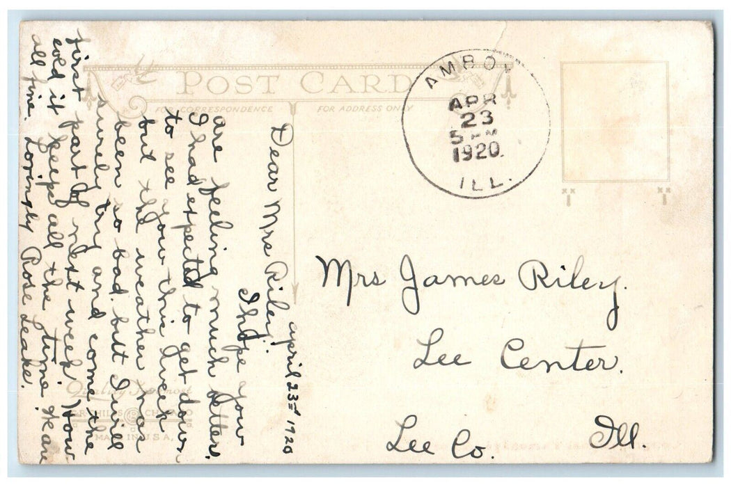 1920 Congregational Parsonage Building Amboy Illinois Antique Vintage Postcard