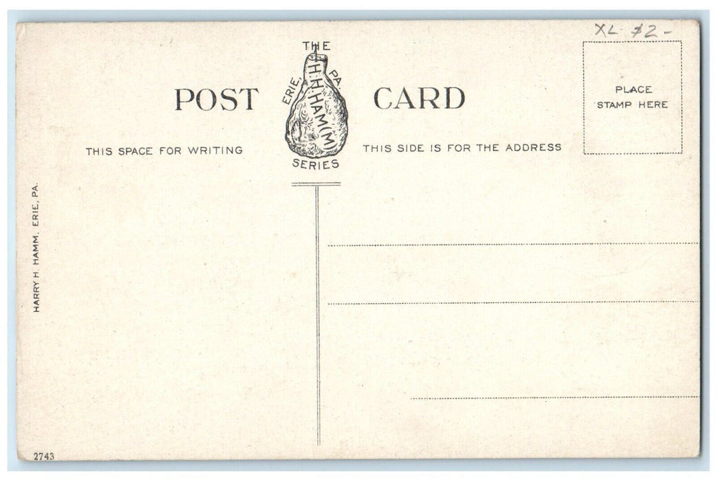 c1930's Harbor Scene Steamer Ship Ocean Sea View Erie Pennsylvania PA Postcard