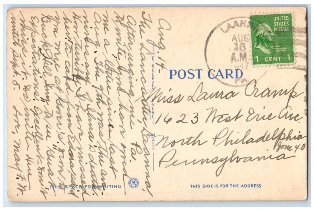1947 Greetings From Newfoundland Pennsylvania PA, Road Flowers View Postcard