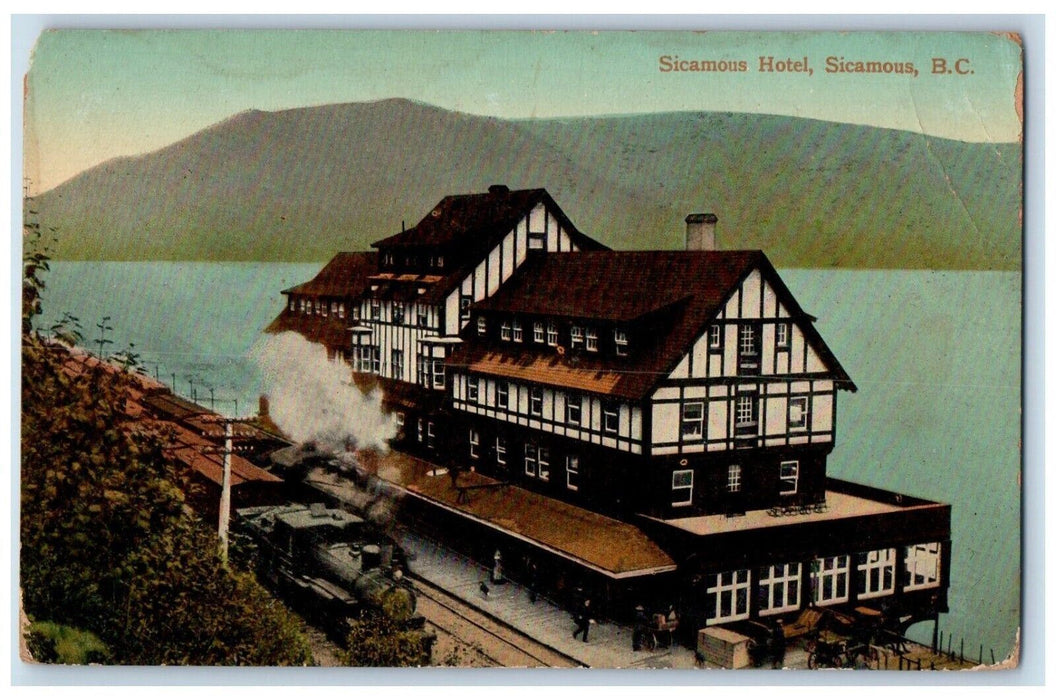 c1910's Sicamous Hotel R.R. Train Sicamous British Of Columbia Canada Postcard