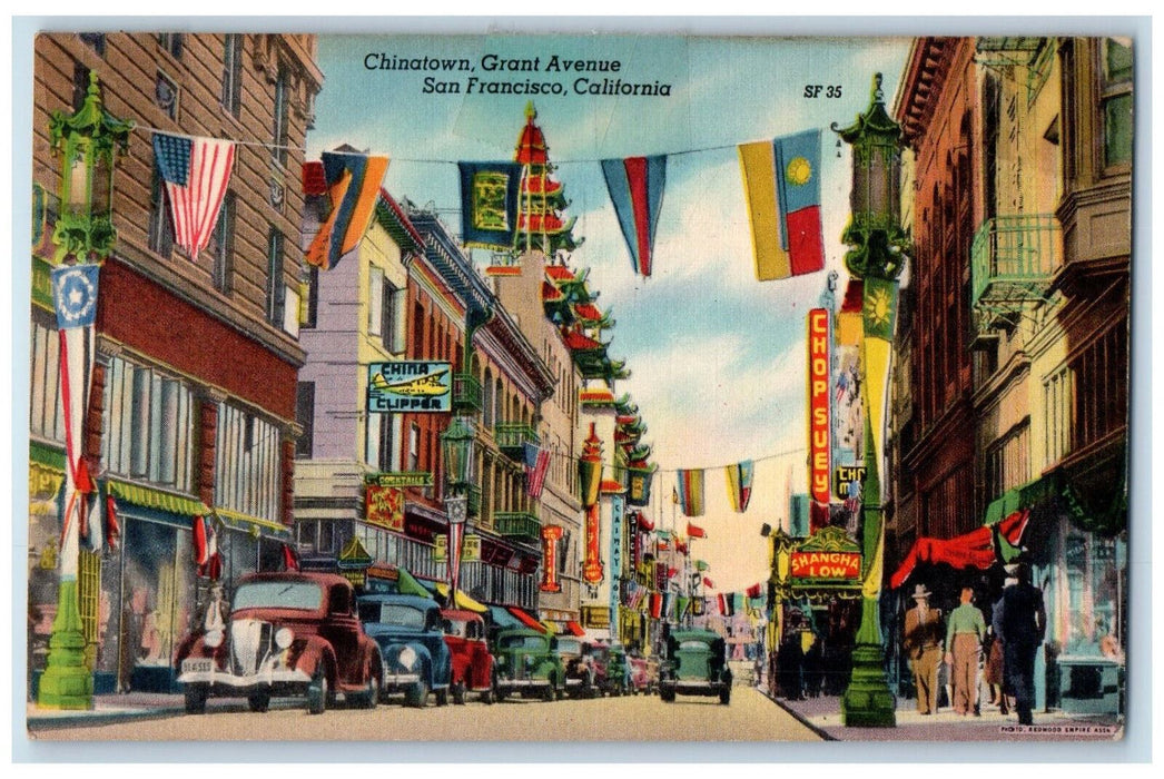 1947 Chinatown Grant Avenue San Francisco California CA Vintage Postcard