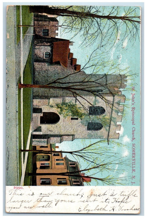 1907 St. John's Episcopal Church Somerville New Jersey NJ Antique Postcard