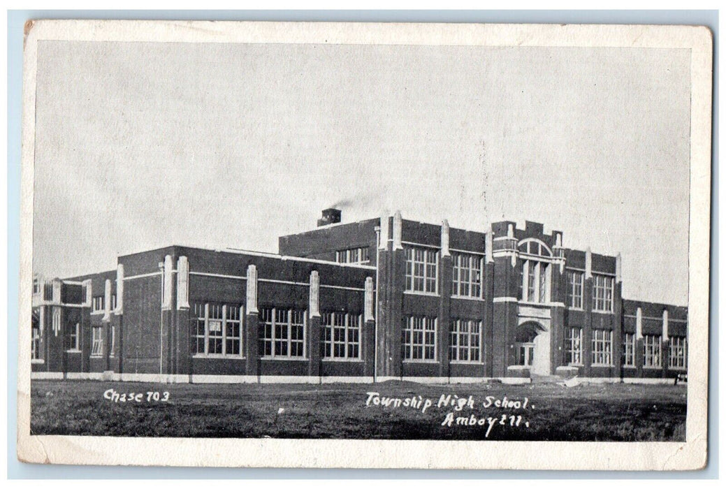1910 Township High School Building Amboy Illinois IL Antique Vintage Postcard
