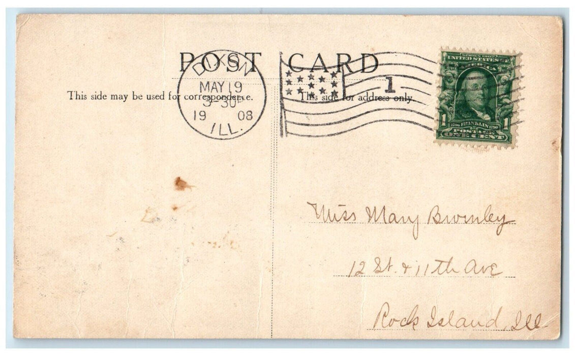 1908 St Paul Lutheran Church Building Dixon Illinois IL Antique Vintage Postcard