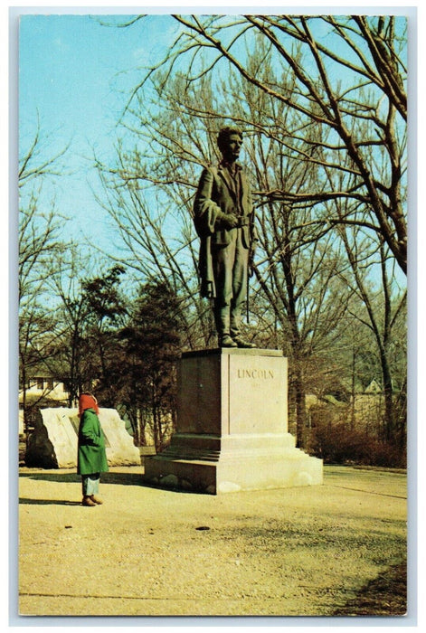 1960 Lincoln The Soldier Monument Woman Dixon Illinois Antique Vintage Postcard