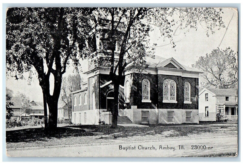 c1910 Baptist Church Building Road Amboy Illinois IL Antique Souvenir Postcard