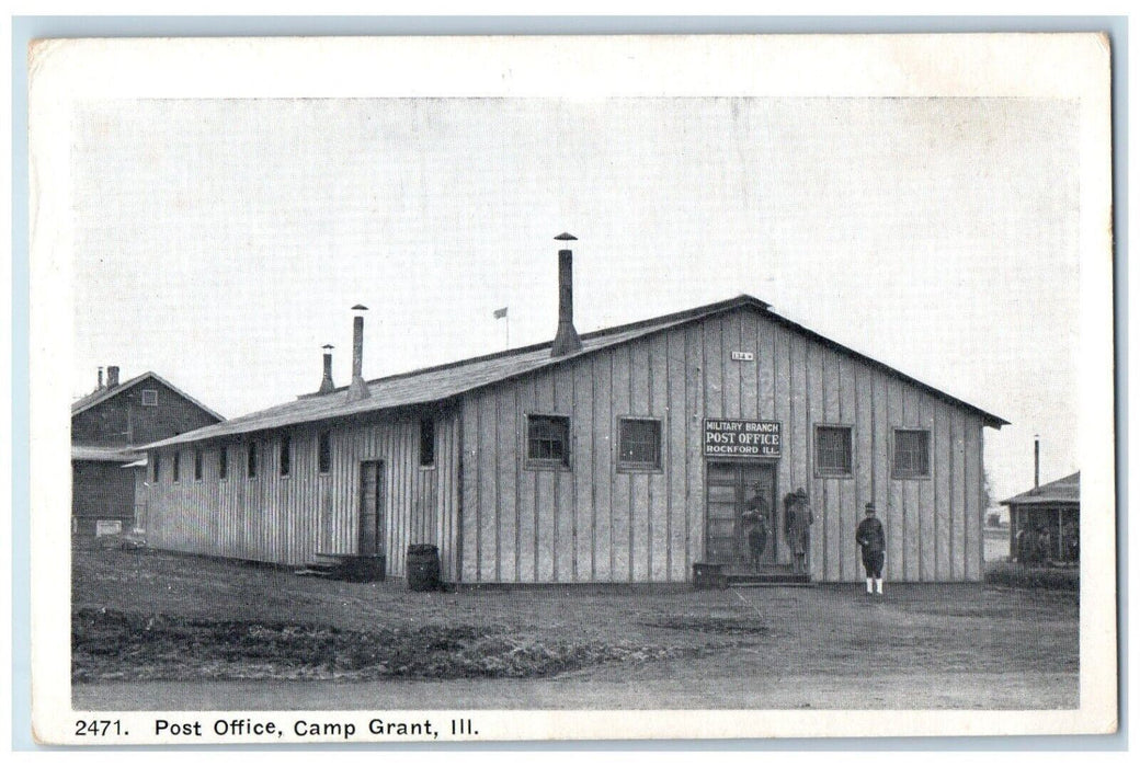 c1905 Post Office Building Camp Grant Illinois IL Vintage Antique Postcard