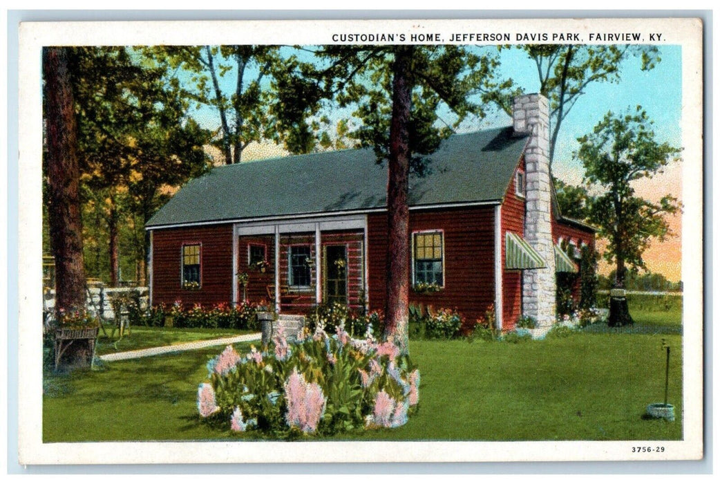 Custodian's Home Jefferson Davis Park Fairview Kentucky KY Vintage Postcard