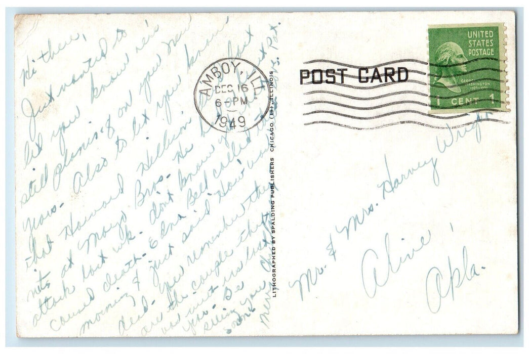 1949 First Methodist Church Mason Avenue Main Amboy Illinois IL Antique Postcard