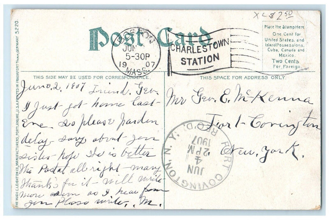 1907 View Of ST. Mary's Catholic Chruch Newport Vermont VT Boston MA Postcard