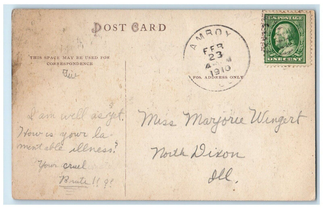 1910 CB & RR Bridge Railroad River Amboy Illinois IL Antique Vintage Postcard