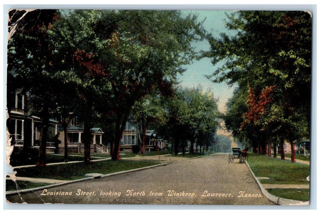1912 Louisiana Street Looking North From Winthrop Lawrence Kansas KS Postcard