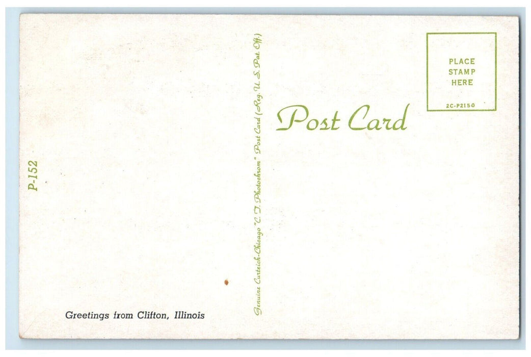 Greetings From Clifton Illinois IL, Road Cows Farm View Vintage Postcard