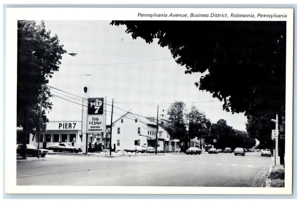 Pennsylvania Avenue Business District Pier 7 Fish & Chips Robesonia PA Postcard