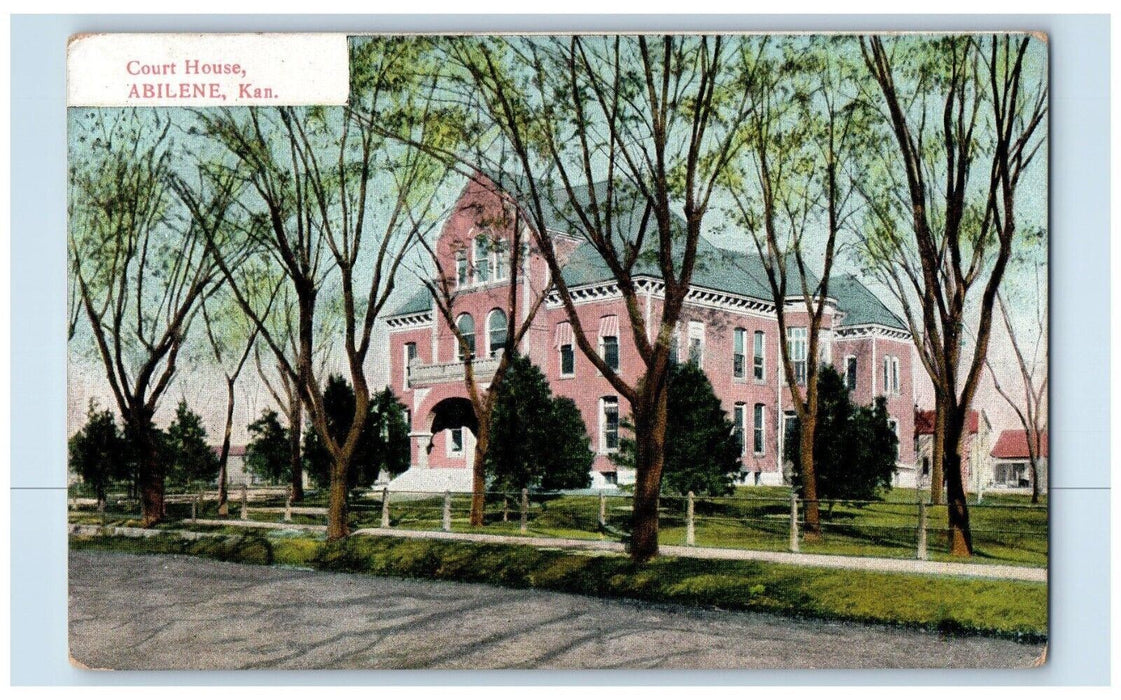 1910 View Of Court House Exterior Scene Abilene Kansas KS Antique Postcard