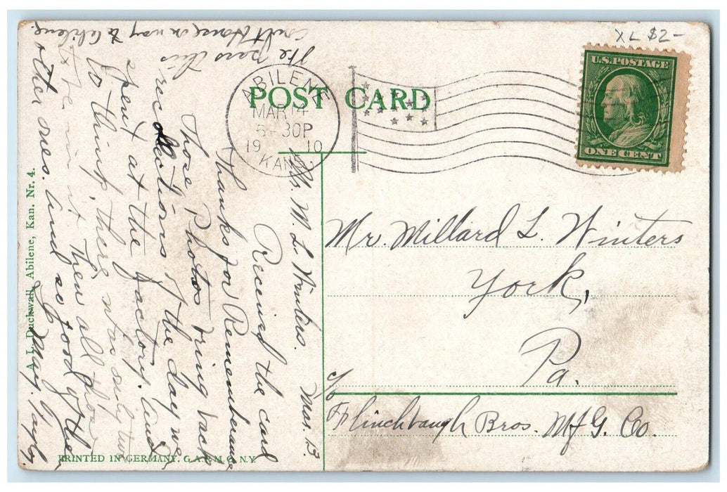 1910 View Of Court House Exterior Scene Abilene Kansas KS Antique Postcard