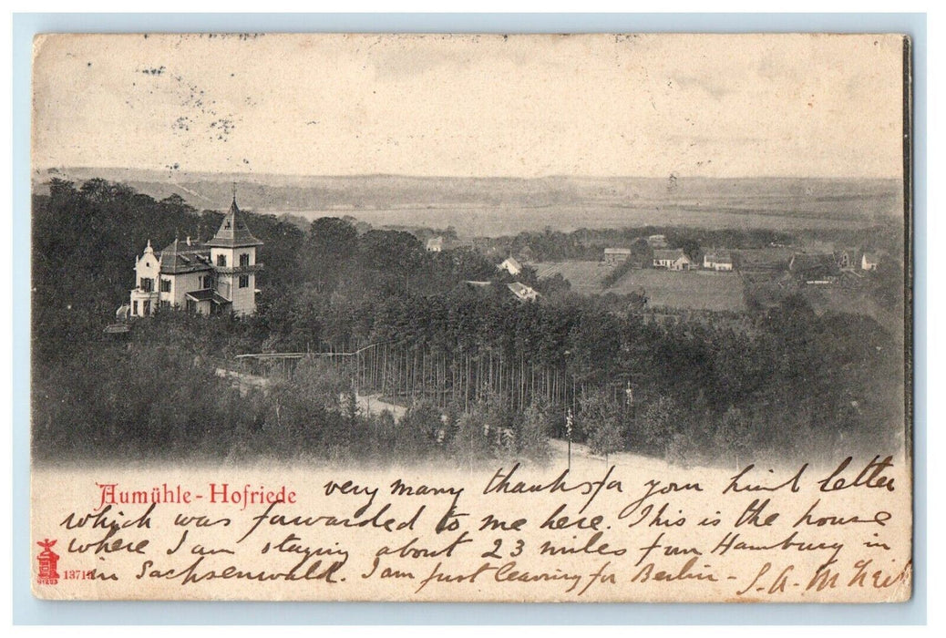 1908 Sachsenwald House Aumuhle-Hofriede Germany Posted Buffalo NY Postcard