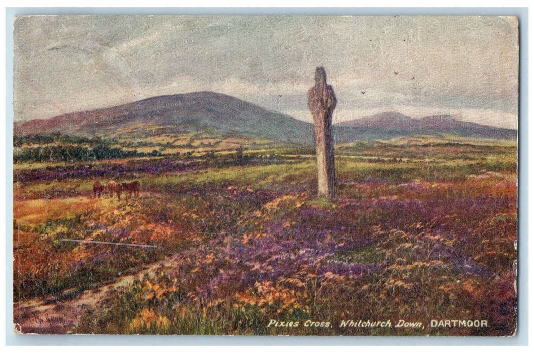 1921 Pixies Cross Whitchurch Down Dartmoor England Oilette Tuck Art Postcard