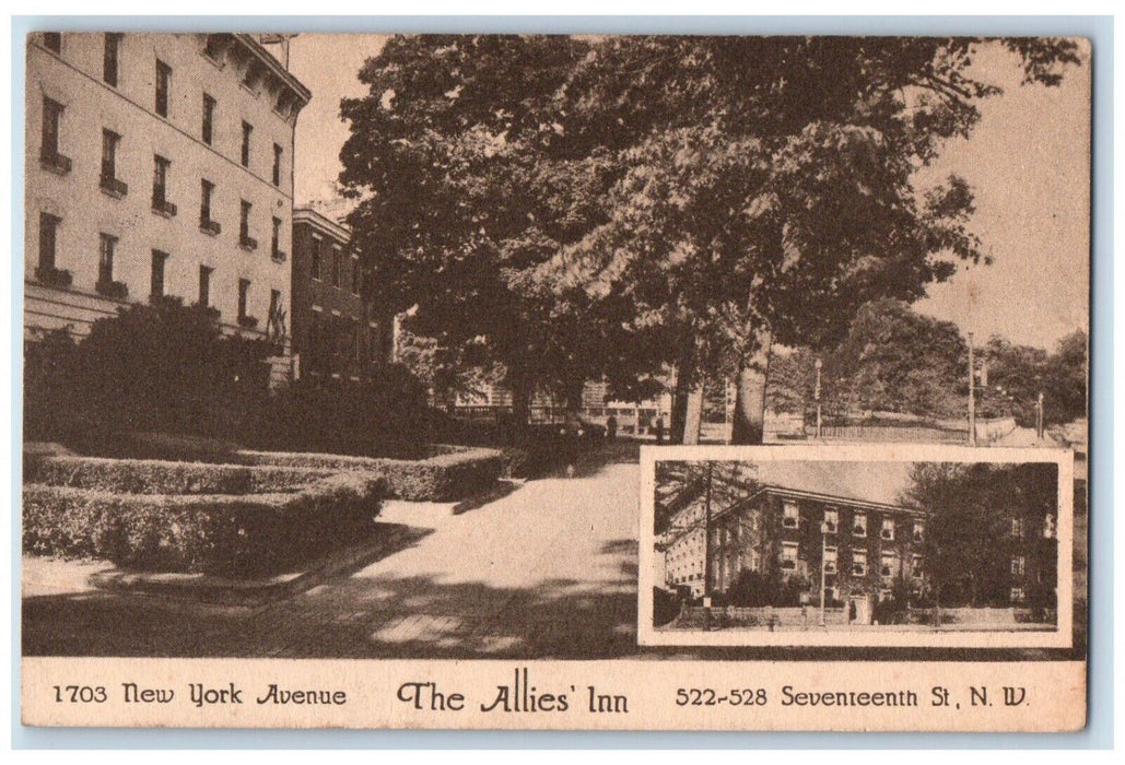 c1910's The Allies Inn Hotel Building Scene Street Washington DC Postcard
