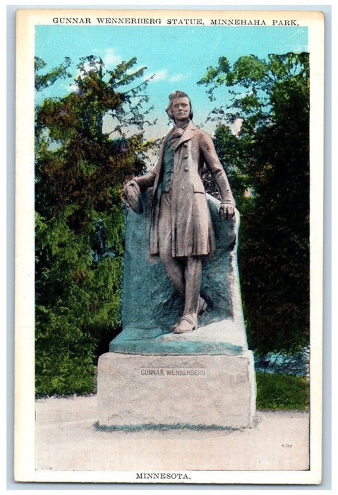 c1930's Gunnar Wennerberg Statue Minnehaha Park Minnesota MN Vintage Postcard