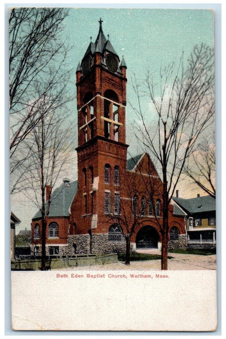 c1905 Beth Eden Baptist Church Waltham Massachusetts MA Antique Postcard