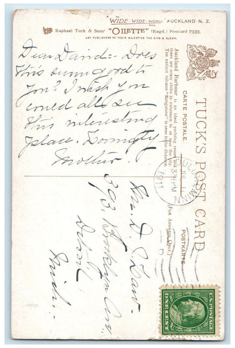 1911 Auckland New Zealand Yachting on the Harbour Oilette Tuck Art Postcard