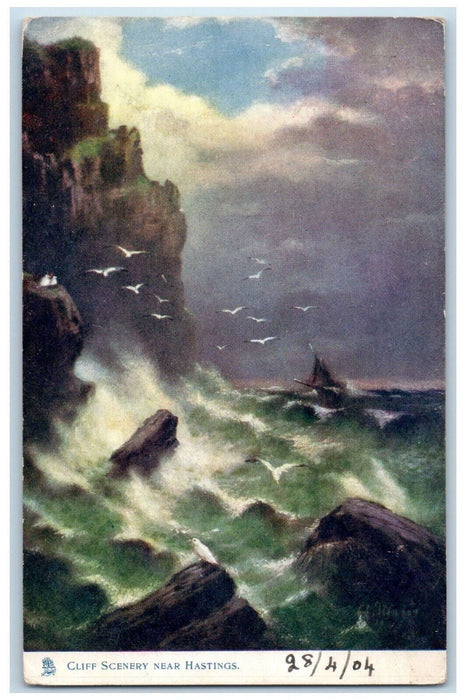 1904 Cliff Scenery Near Hastings Jedburgh Scotland Oilette Tuck Art Postcard