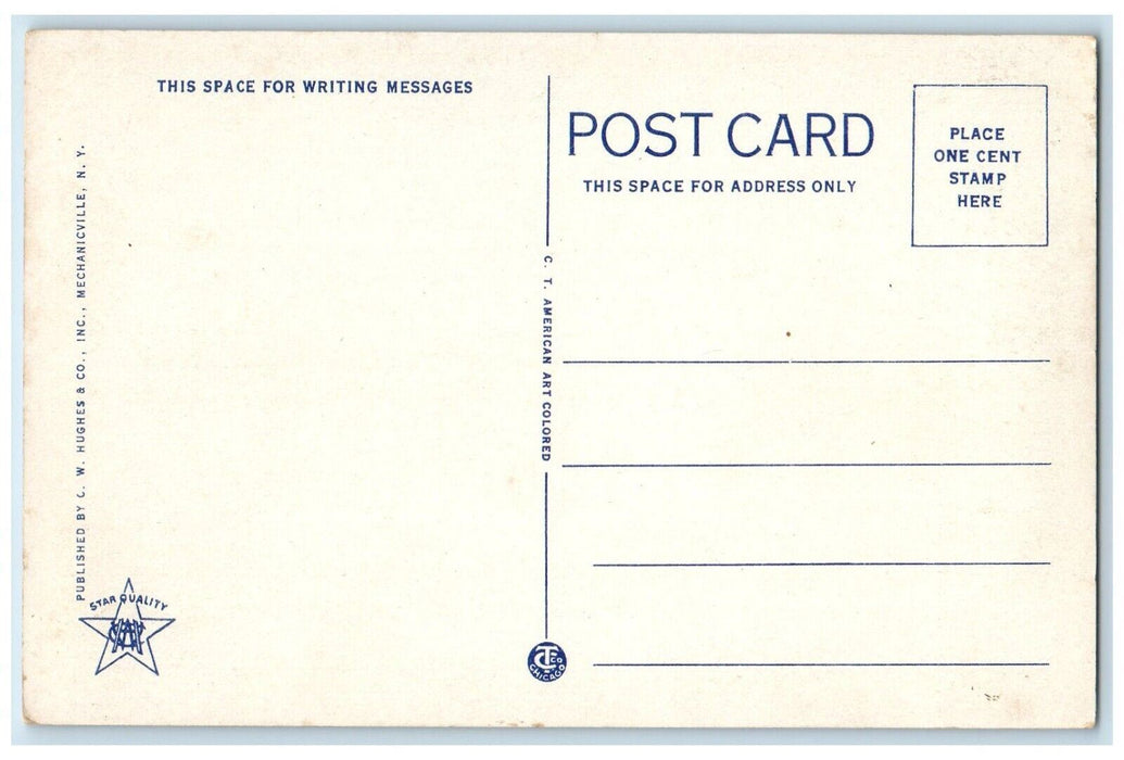 c1930's Main Street Drug Soda Motel Cars Hudson Falls New York NY Postcard