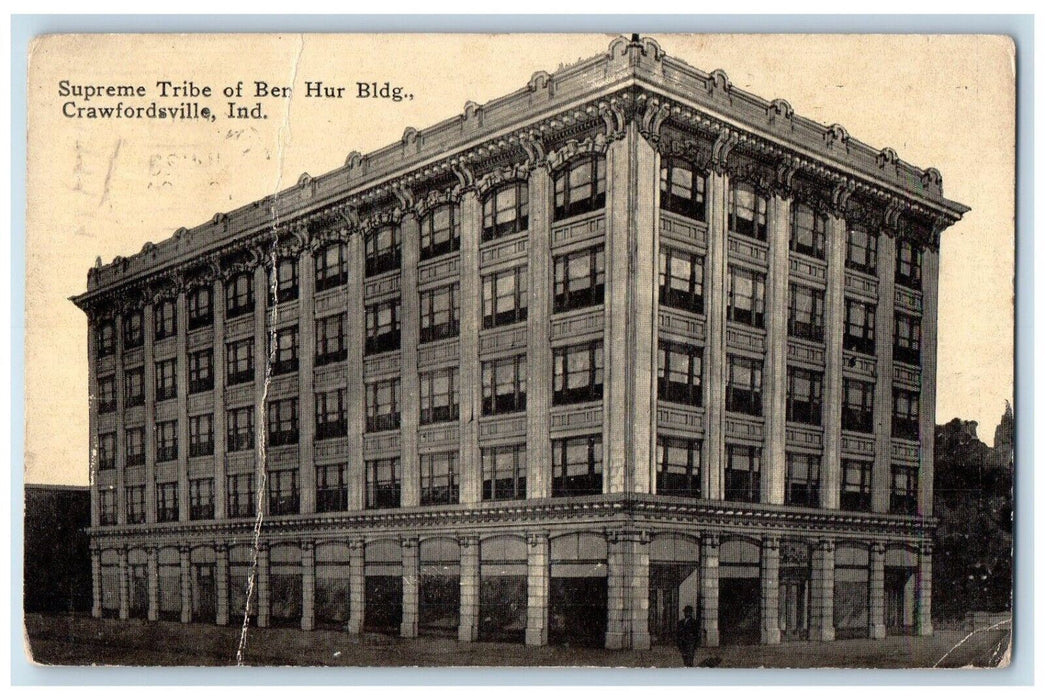c1910's Supreme Tribe Of Ber Hug Bldg Crawfordsville Indiana IN Antique Postcard