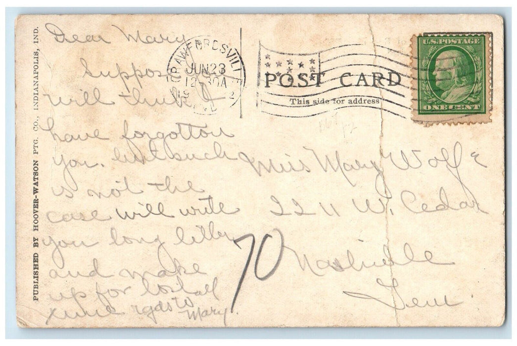 c1910's Supreme Tribe Of Ber Hug Bldg Crawfordsville Indiana IN Antique Postcard