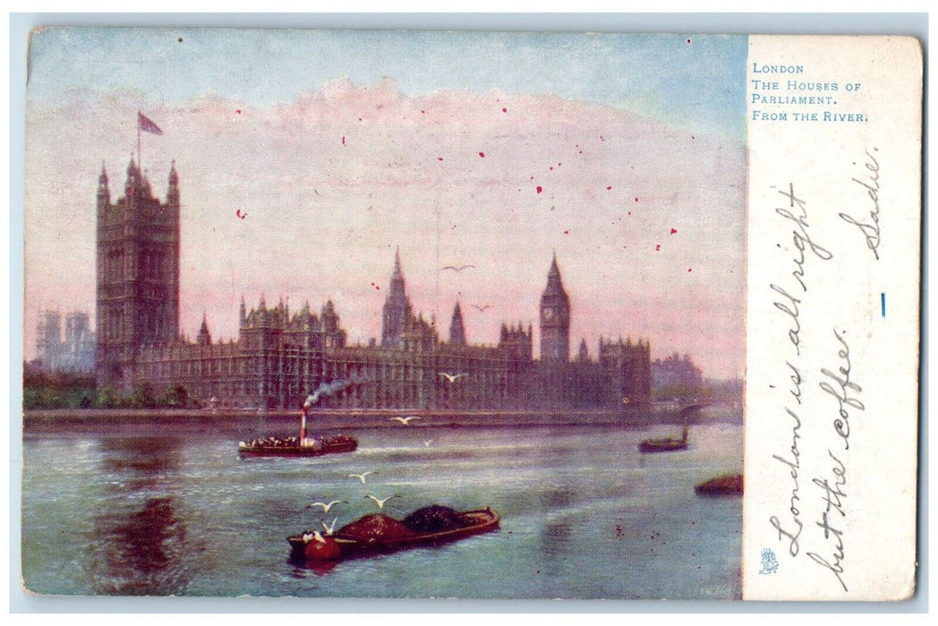1904 London The Houses of Parliament From the River Oilette Tuck Art Postcard
