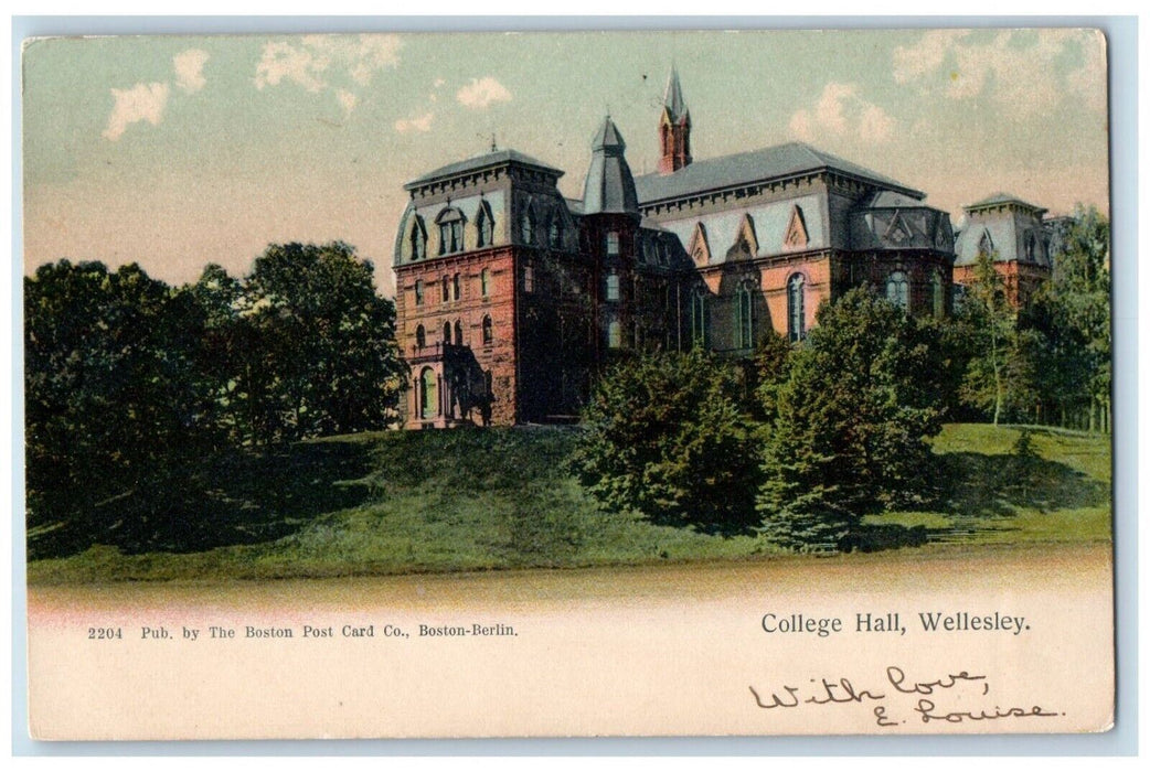 1907 College Hall Building Wellesley Massachusetts MA Posted Antique Postcard