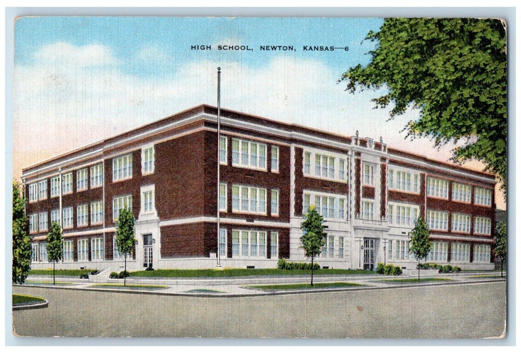 c1960's High School Building Street View Newton Kansas KS Vintage Postcard